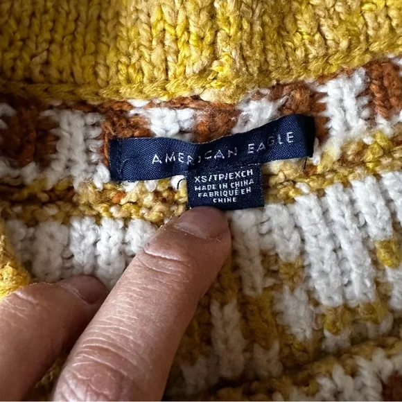 American Eagle Outfitters Yellow Fair Isle Cozy Knit Sweater - Picture 9 of 13
